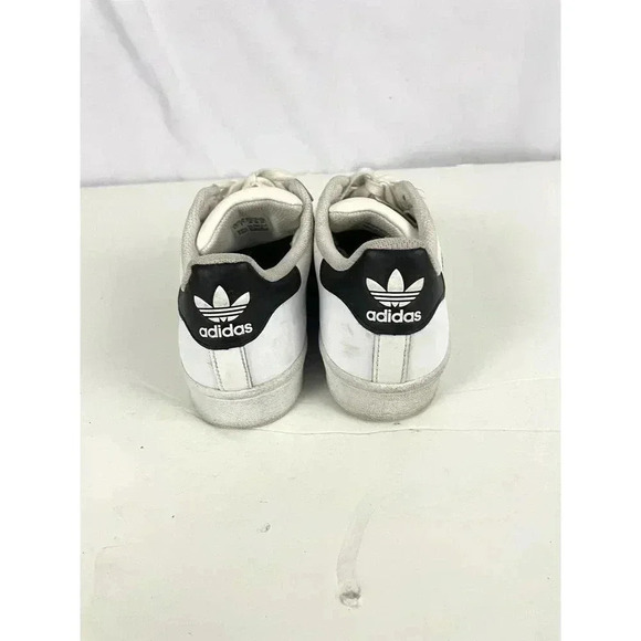 Adidas Superstar Leather 3-Stripe Shoes Mens 5.5 White Black Leather 789006 - Picture 9 of 10